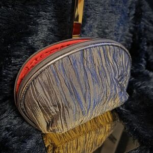 Laura Geller Gray Textured Makeup Bag Cosmetic Travel Pouch